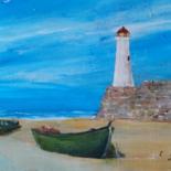 Painting titled "phare au bas de mer" by Stéphane Brandého, Original Artwork, Acrylic