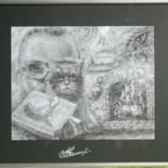 Dessin intitulée "Master and Margarita" par Svetlana Grigorovich, Œuvre d'art originale, Crayon Monté sur Autre panneau rigi…