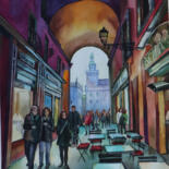 Картина под названием "Bologna_piazza Magg…" - Sviatlana Danskaya, Подлинное произведение искусства, Акварель