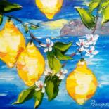 Painting titled "Lemon Italy Paintin…" by Svitlana Prokopalo, Original Artwork, Oil