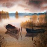 Картина под названием "Лодки Boats" - Syrov, Подлинное произведение искусства, Масло