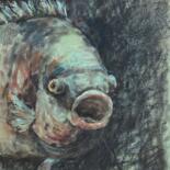 Disegno intitolato "HUNGRY FISH- animal…" da Tatsiana Ilyina, Opera d'arte originale, Pastello