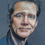 Drawing titled "Jim Carrey" by Thierry Villers, Original Artwork, Pastel