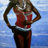 Painting titled "Dinka-meisje (Soeda…" by Tineke Van Steenbergen, Original Artwork, Oil