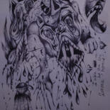 Drawing titled "Le cauchemar de M.N." by Valeria Jaramillo, Original Artwork, Ballpoint pen