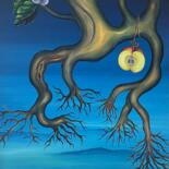 Painting titled "Apple on branch, sy…" by Vinko Hlebs, Original Artwork, Oil