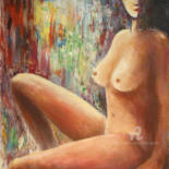 Painting titled "Nudes in a Hat" by Vladimir Volosov, Original Artwork, Oil Mounted on Wood Stretcher frame