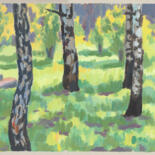 Painting titled "July forest" by Yuliya Kachan, Original Artwork, Tempera